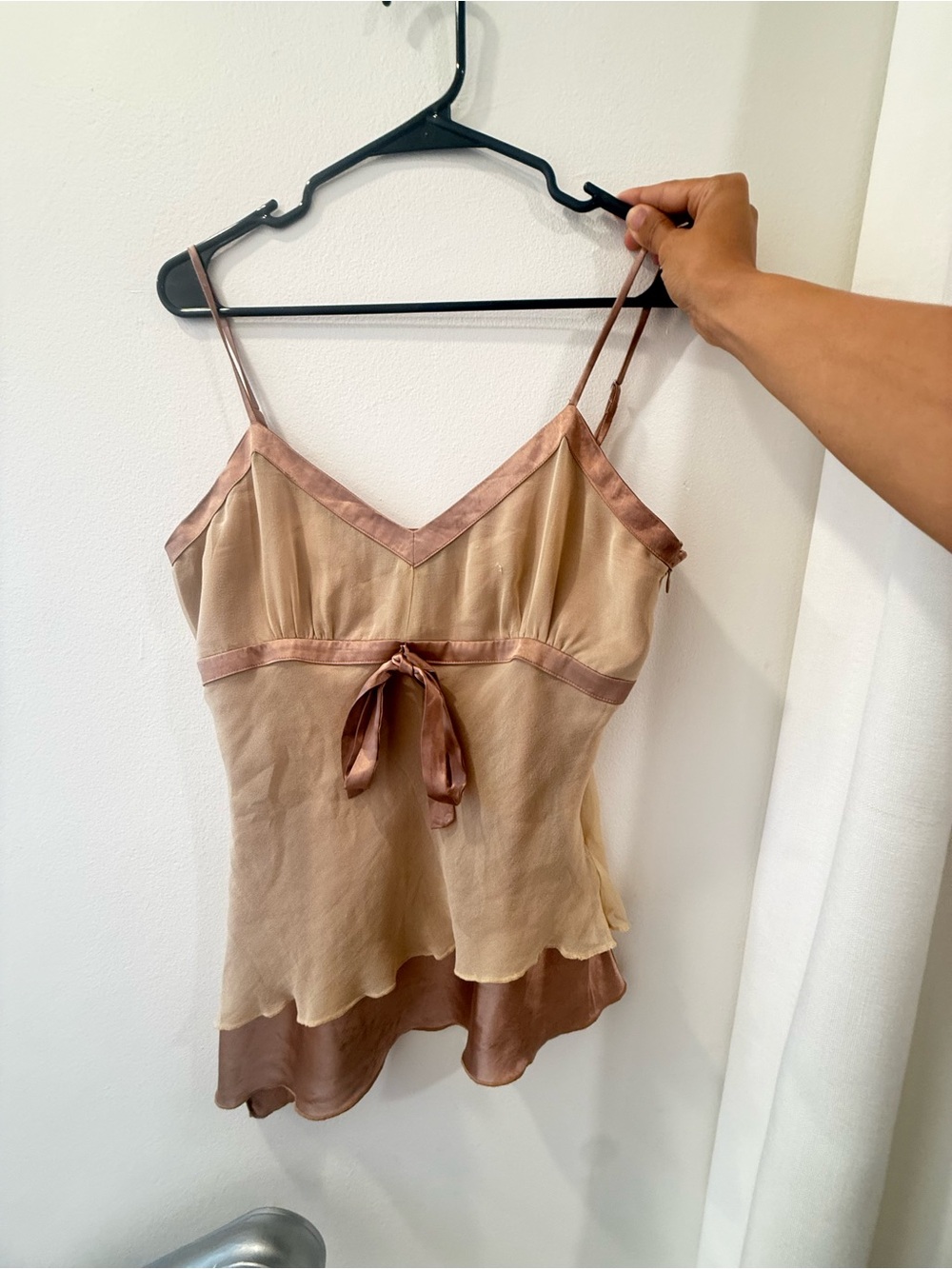 Silky Two-Tone Beige & Bronze Cami Top